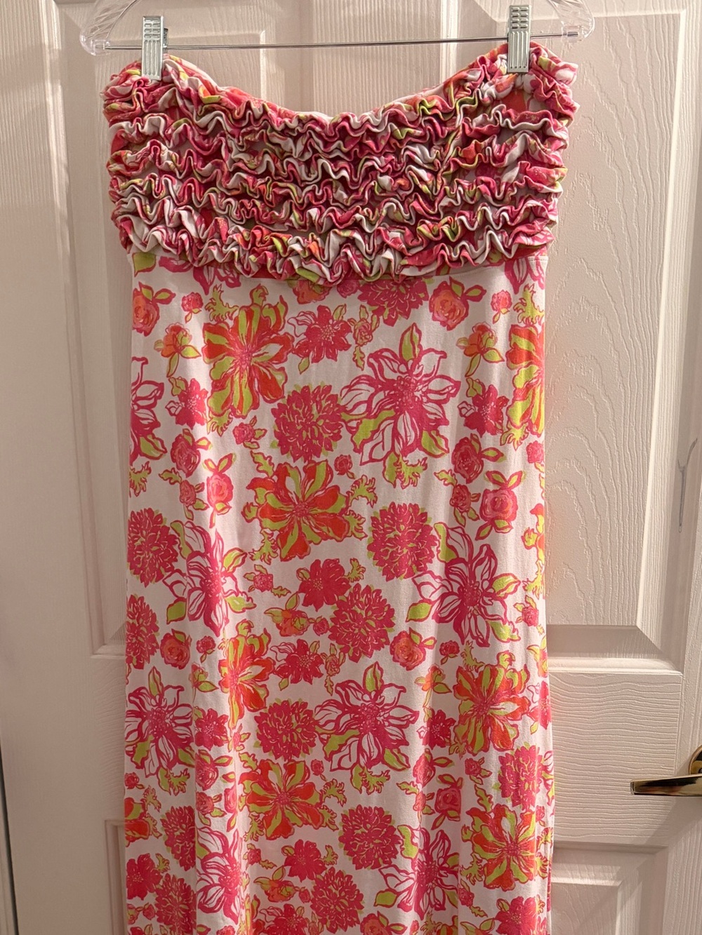 Lilly Pulitzer White Maxi Dress with Pink and Yellow Floral Print